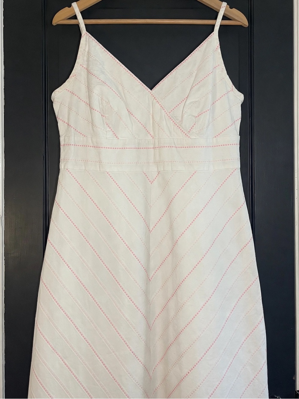 Casual Corner 100% Cotton Fully Lined White Pink Striped Sundress Size 12 - Picture 2 of 16